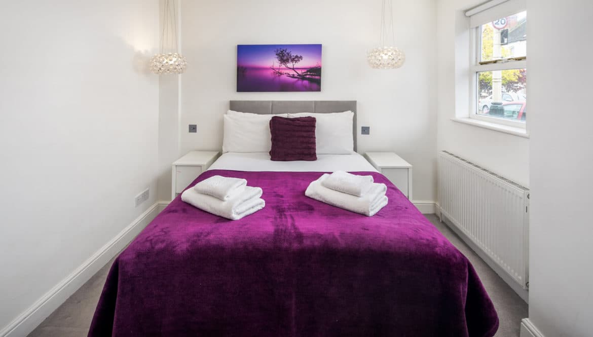 Bedding displayed at front desk.