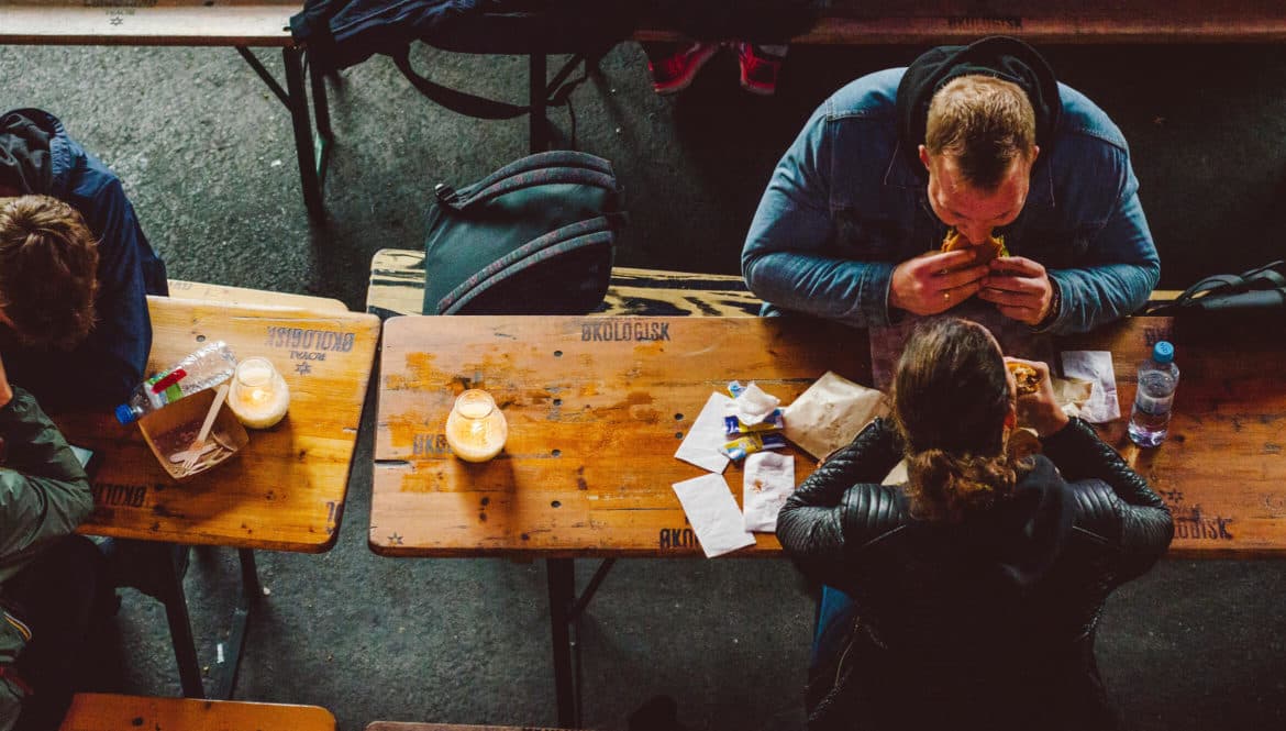 friends eating street food