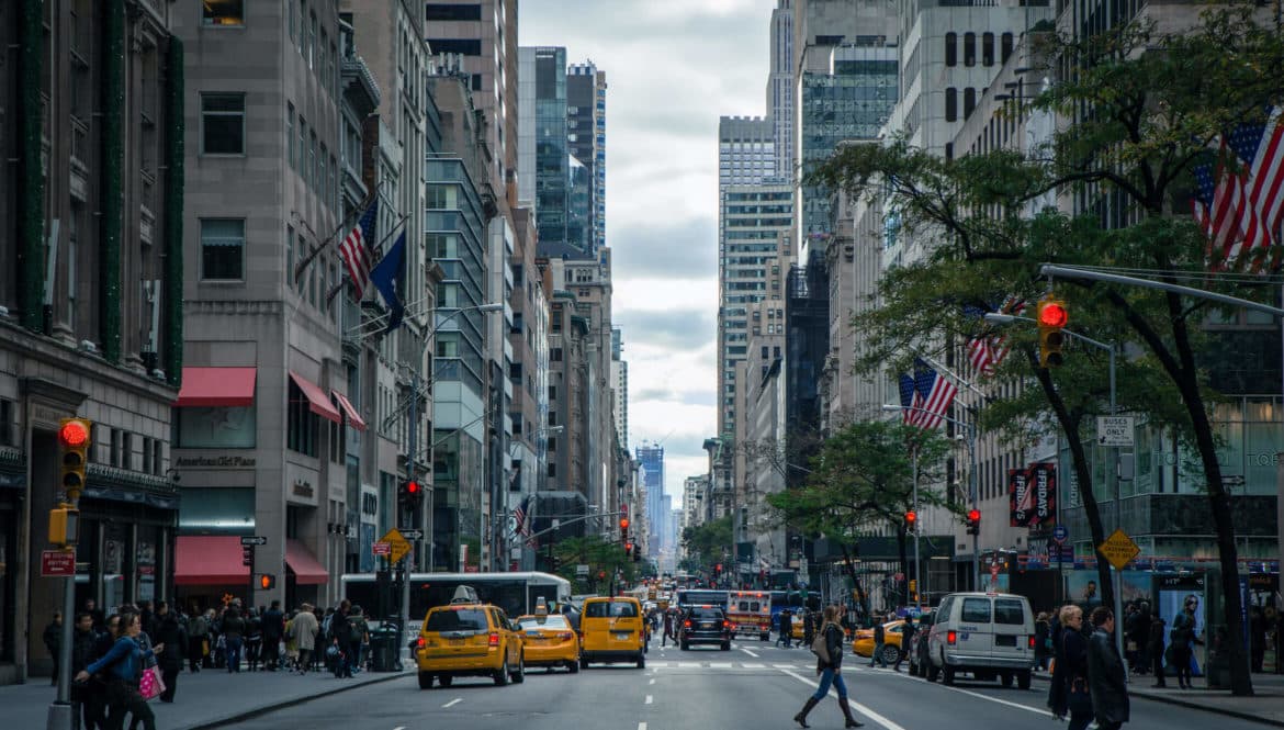 crossing a street in nyc