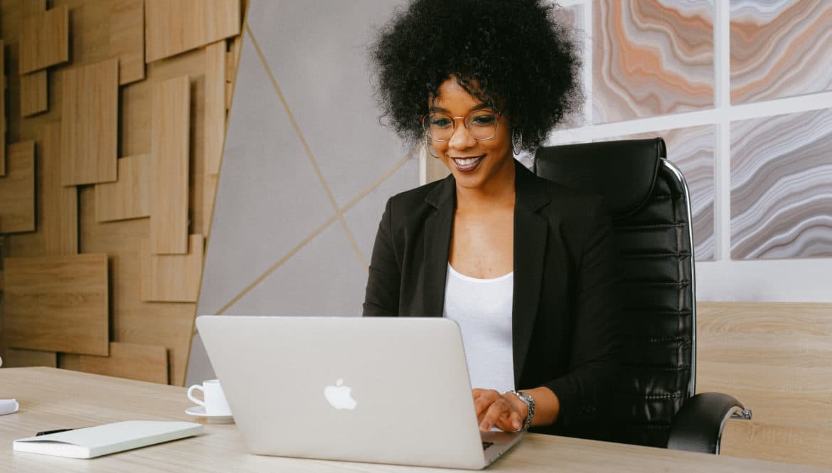 woman working on laptop