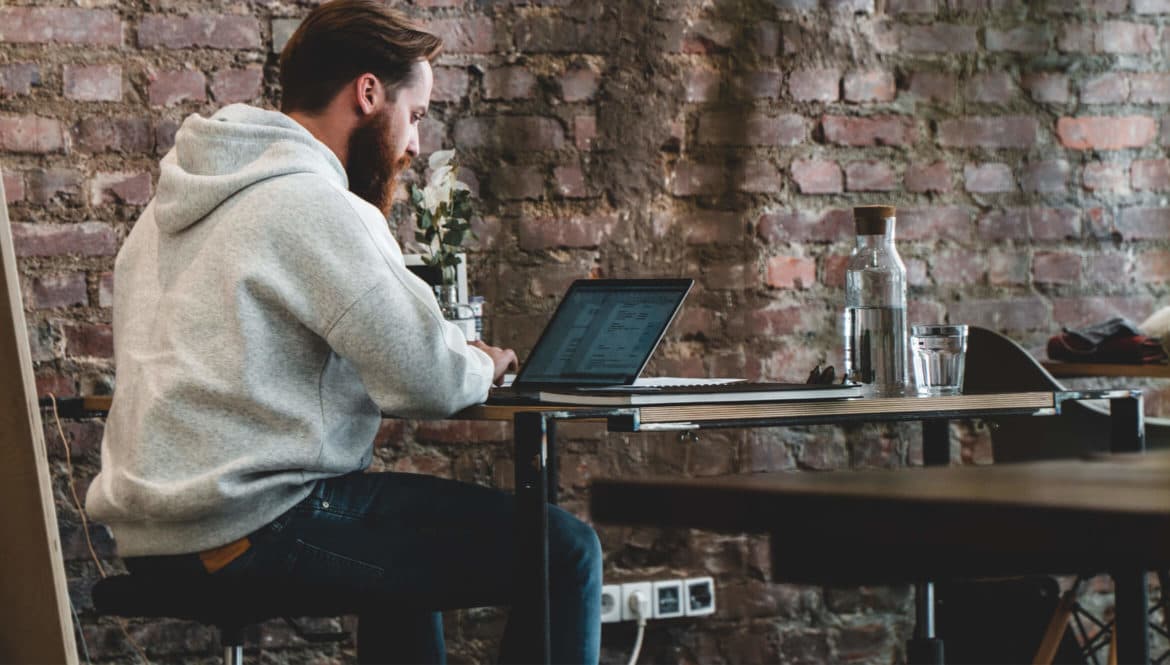 man working remotely