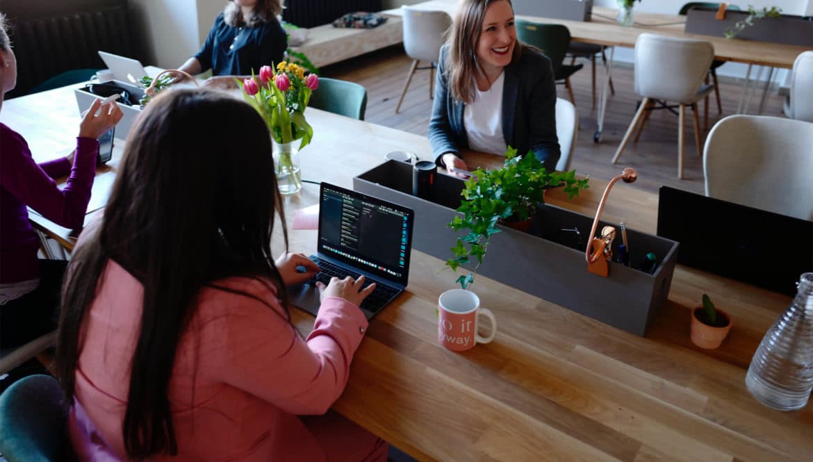 women working in a coworking space