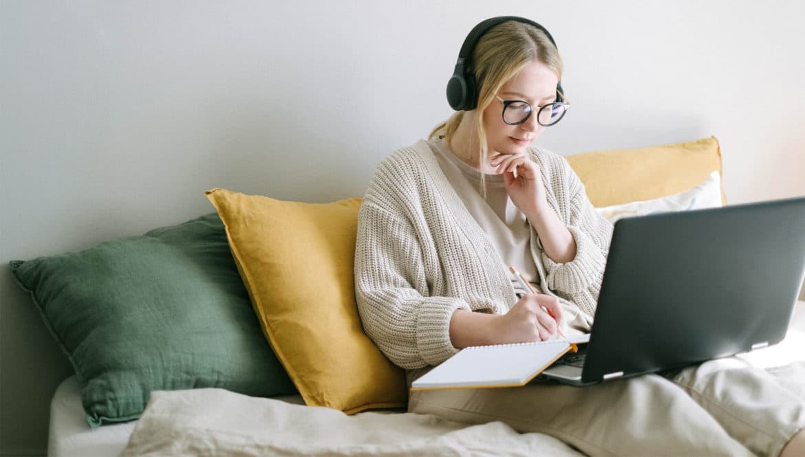 woman working on a computer