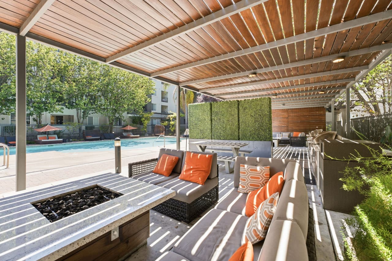 Poolside Lounge with Fire Pit