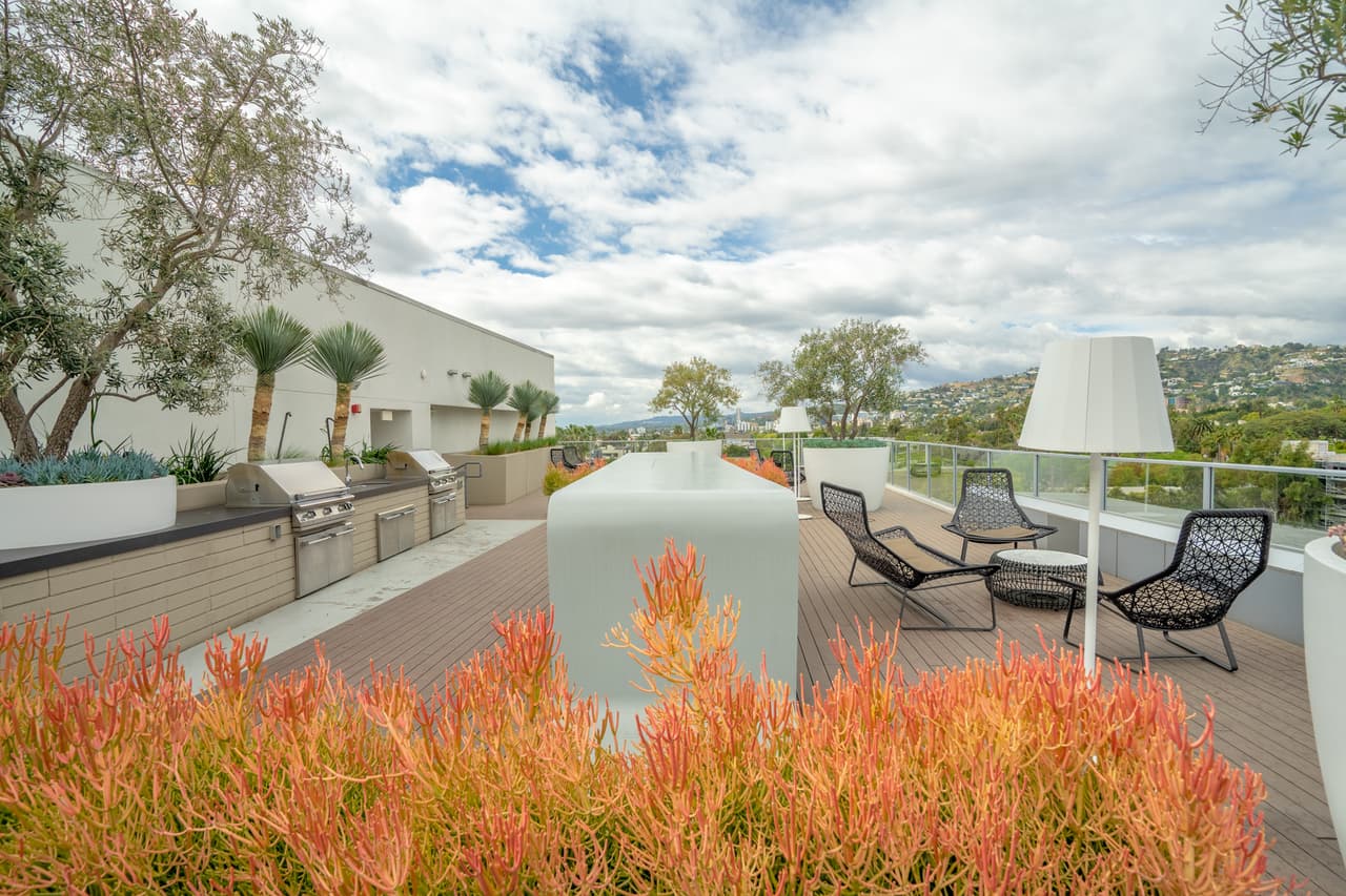 OUTDOOR DINING AREA WITH GRILLS